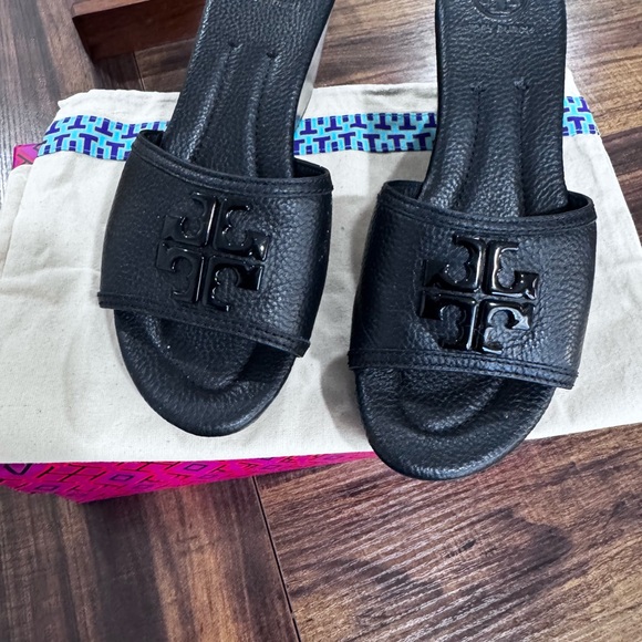 Tory Burch’ Ines Mule Sandal 55mm Black Leather Heeled Slide Size 7 (Never Worn) - Picture 6 of 17